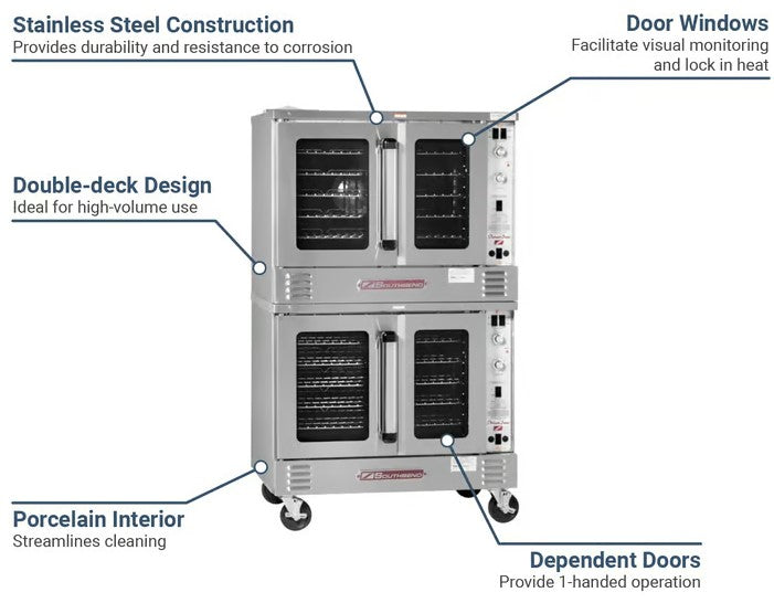 Southbend PCE22B/SD Stainless Steel Bakery Depth Electric Platinum Double Convection Oven