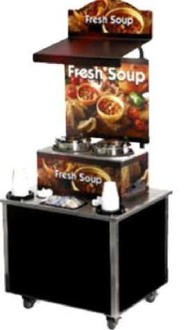 Vollrath 3702803 34"L x 28"W x 78"H HD Stainless Countertop Menu Board & Canopy with Light Cayenne Soup Kiosk-Free Standing Merchandiser with Country Kitchen Graphics -   3702803